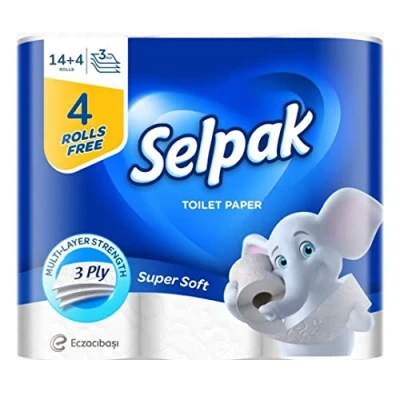 Image of Selpak Super soft Toilet Paper 140 Sheets x 3 Ply, Pack of 14+4 Rolls Cushiony is perfect for your family&#039;s personal hygiene and health