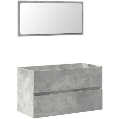 Image of vidaXL Bathroom Cabinet with Mirror Concrete Grey Engineered Wood