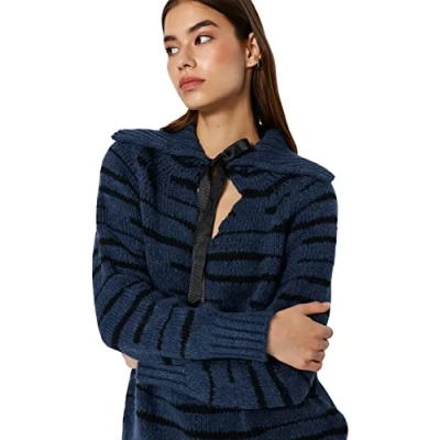 Image of Trendyol FeMan Regular fit Basic Polo Neck Knitwear Sweater,Indigo,M