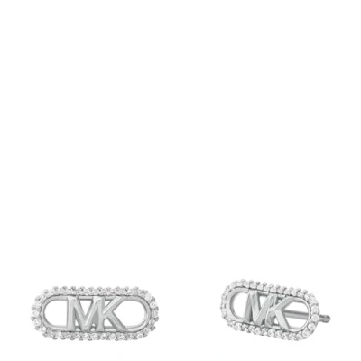 Image of Michael Kors Women&#039;s Premium MK Sterling Silver Pavé Empire Link Stud Earrings, MKC1657CZ040