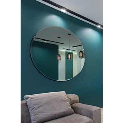 Image of MirrorOutlet All Glass Bevelled Classic Design Round Mirror 120 x 120CM 4ft 4ft, Frameless, YC130