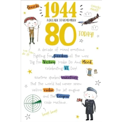 Image of 80 Today in 2024 Year You Were Born 1944 80th Milestone Birthday 2004 Greeting Card A Decade To Remember Blast From The Past (80th)