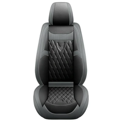 Image of Eunncu Universal Car Seat Covers Waterproof Leather Full Set, Can Protect Front and Rear Seats, To Fit Most Cars, Side Airbag Compatible, Black Gray