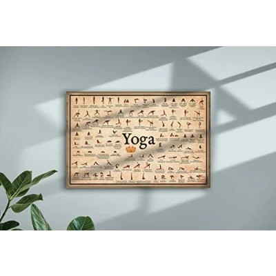 Image of Yoga Poster Iyengar asanas Poses Horizontal Practice From Home Studio decor Lovers Meditation club exercise encourages Wall Art metal tin sign 12x16 Inch
