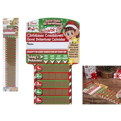Image of PMS KD11462 Naughty Elf Christmas Countdown Scratch Off Good Calendar Kids Novelty Advent
