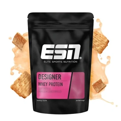 Image of ESN Designer Whey Protein Powder, Cinnamon Cereal, 1000 g, 2.2 lbs, 33 Servings Muscle Building and Recovery Powder Made in Germany, Laboratory Tested
