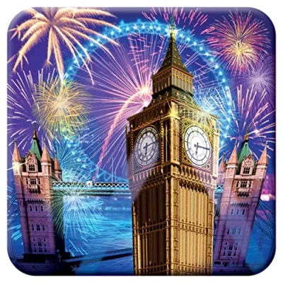 Image of 3D LiveLife Cork Coaster London Eye &amp; Big Ben from Deluxebase. Lenticular Coaster. Non slip drinks mat with original artwork licensed renowned artist, Michael Searle