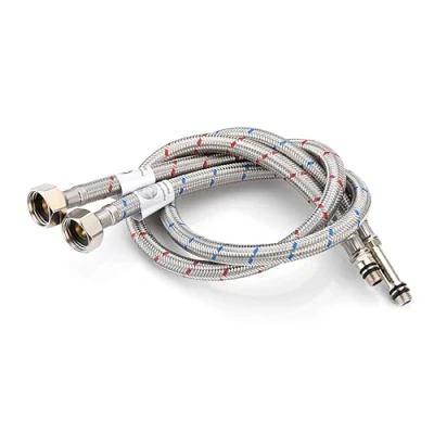 Image of Home Range 2X M10 x 1/2 (600mm) Flexible Tap Connectors Pair, Braided Stainless Steel Flexi for Kitchen &amp; Basin Monobloc Mixer Taps, WRAS Approved, Rust Corrosion Resistant, 1/2&quot; BSP UK Fitting