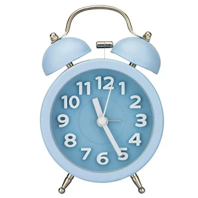 Image of PILIFE Loud Alarm Clock for Heavy Sleepers, Travle with Light, Silent Clocks Bedside Non Ticking, Battery Powered, 3 Inch Retro (Blue)