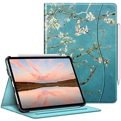 Image of FINTIE Case Compatible with iPad Pro 11 inch (2022/2021/2020/2018, 4th/3rd/2nd/1st Generation) Multi Angle Folio Cover Pencil Holder &amp; Pocket, Auto Wake/Sleep, Blossom