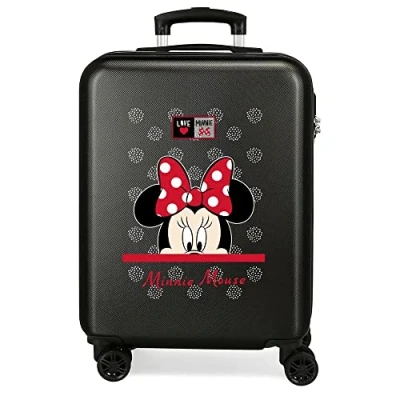 Image of Disney My Pretty Bow Cabin Suitcase Black 38 x 55 20 cm Rigid ABS Side Combination Closure 34L 2.7 kg 4 Wheels Double Hand Luggage