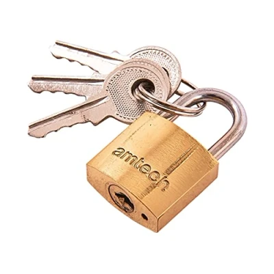 Image of Amtech T0800C 20mm Solid Brass Padlock, Small Padlock with Keys for Luggage, Lockers, Toolboxes, Cupboards or Sports Bags