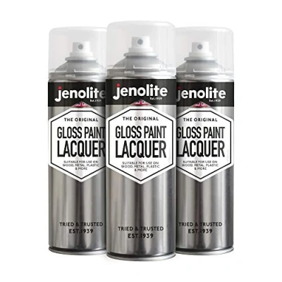 Image of JENOLITE Clear Lacquer Spray GLOSS Crystal Finish Enhances &amp; Protects Surface and Paintwork from Corrosion UV Damage, Non Yellowing Varnish 3 x 500ml