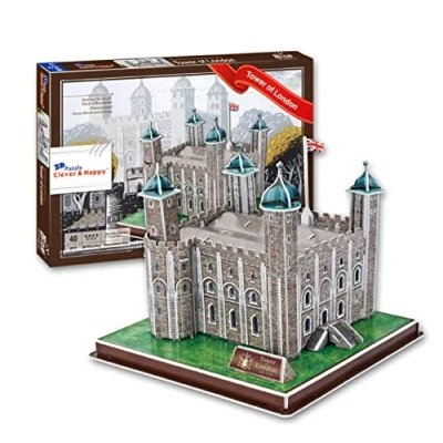 Image of 3D Tower of London Replica Landmark Model Puzzle 36 Piece Kit