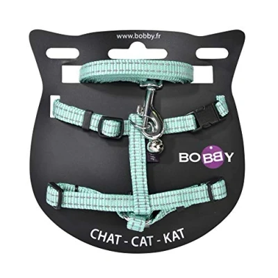 Image of Bobby Safe Cat Harness and Leash Kit, Anti Escape, Reflective, Resistant, Turquoise, 25 38 x 10 CM
