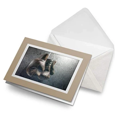 Image of Greeting Cards Biege (Insert) Retro Artistic Boxing Gloves Boxer Blank Greetings Card Birthday Kids Party Boys Girls #14529