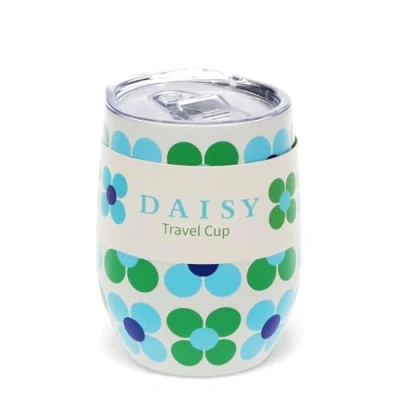 Image of Rex London Travel Cup 350ml Blue and Green Daisy