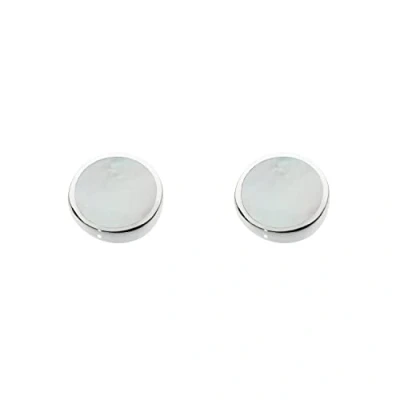 Image of Dew Sterling Silver and Mother of Pearl Shell Round Stud Earrings