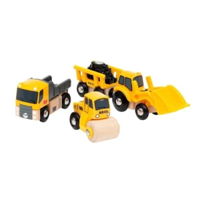 Image of BRIO World Construction Vehicles for Kids Age 3 Years Up Wooden Railway Train Set Add On Accessories