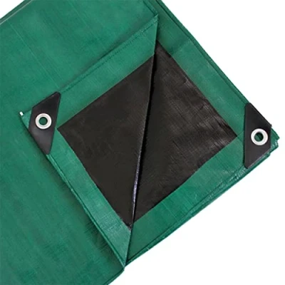 Image of Heavy Duty Green &amp; Black Reversible Tarpaulin, 200gsm 6m x 8m