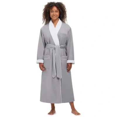 Image of Monarch Plush Lined Microfiber Spa Robe Unisex Luxury Hotel Bathrobes Cypress, Grey, Large