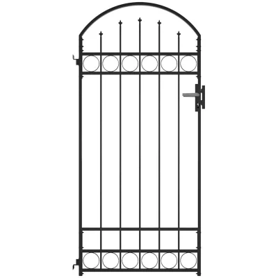 Image of vidaXL Fence Gate with Arched Top Steel 89x200 cm Black