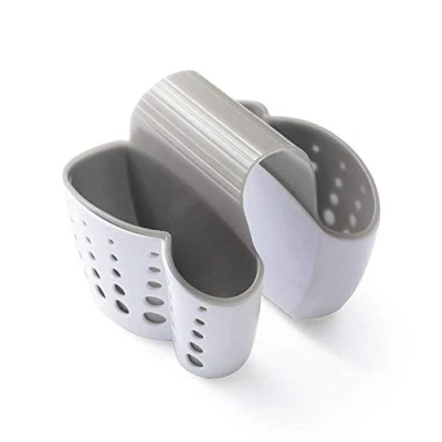 Image of 1PC Sponge Holder for Double Sink, Plastic Saddle Faucet Caddy Desk Organizer Soap Storage Kitchen Bathroom Basket