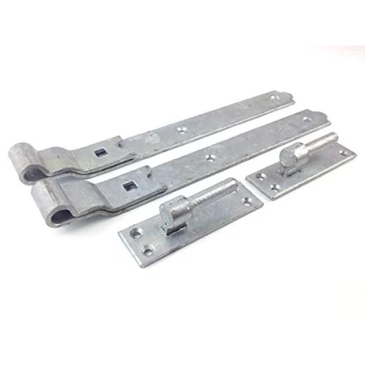 Image of Wyre Direct Gate Hinges Cranked 350mm 14&quot; Pair Galvanised Heavy Duty Hook And Band Stable