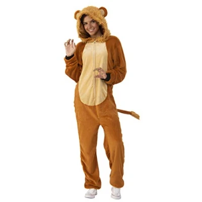 Image of Rubies Women&#039;s Comfy Wear One Piece Hooded Costume Jumpsuit Adult Sized, Lion, L/XL
