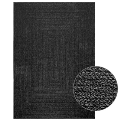 Image of vidaXL ZIZUR Anthracite Rug 160x230 cm Indoor/Outdoor Jute Look Polypropylene Easy Clean