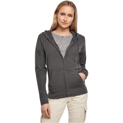 Image of Build Your Brand Ladies Terry Zip Hoody, Women’s sweat jacket, black, M BY069 00007 0046