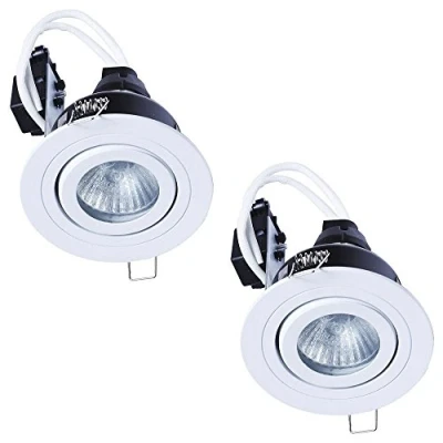 Image of LITECRAFT Recessed Downlight IP65 Rated Tiltable Spotlight (Matte White, Pack of 2)