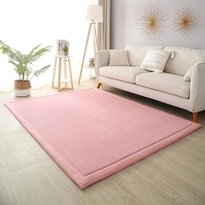 Image of Dmkjdzsw Crawling Mat for Baby Non slip，Nursery Rug，Coral Velvet Area Rugs，2cm Thick Kids Carpet Princess Powder 120 * 200cm