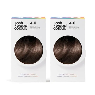 Image of Josh Wood Colour Permanent 4.0 (Darkest Brown) Celebrity approved, ammonia free, Leaves hair super shiny and hydrated with 100% grey coverage, Natural looking, Vegan Pack of 2