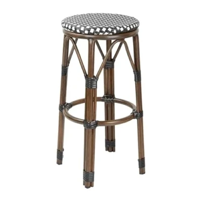 Image of Bolero Parisian Style PE Rattan Bar Stools Black Dot Mix (2 Pack)