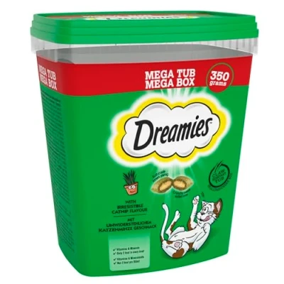 Image of DREAMIES Cat Treats with Catnip Flavour 350g MegaTub Pack of 2
