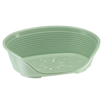 Image of Ferplast Dog Bed Cat Bed, Plastic Extra Small, 100% Recycled Plastic, Pet Washable, Basket, Breathable &amp; Antislip, Siesta Deluxe 49 x 36 17,5 cm, XS, Green