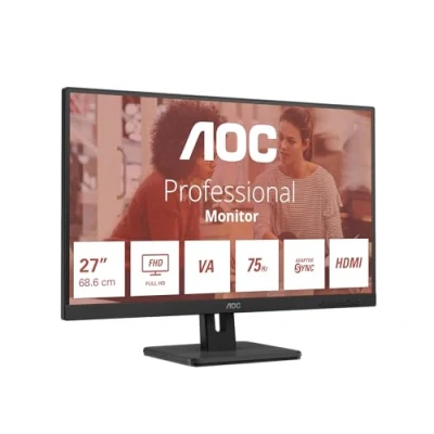 Image of AOC 27E3UM 27 Inch FHD Monitor, VA, 75Hz, 4ms, slim design, Speakers, Flicker Free, Low Blue light, USB Hub, Tilt, Adaptive Sync (1920 x 1080 @75Hz, 300 cd/m², HDMI 1.4 / DP 1.2 3.2)