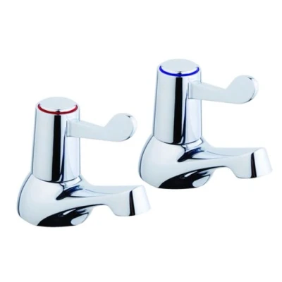 Image of Lever Basin Pillar Taps Chrome Plated