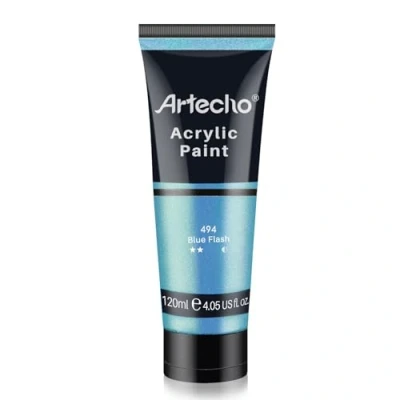Image of Artecho lridescent Blue Acrylic Paint (120ml / 4.05oz) Tubes, Art Craft Paints for Canvas Painting, Rock, Stone, Wood, Fabric, Supplies