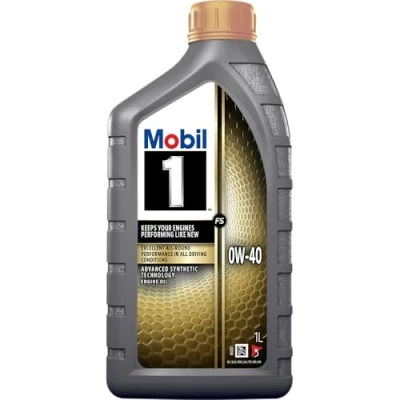 Image of Mobil 0 FS 1 W40 153672 Engine oil, synthetic, gold, litre.