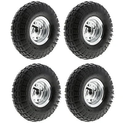 Image of MasterPart Pneumatic 10&quot; Sack Truck Wheelbarrow Tyres Trolley Wheel Cart Tyre Wheels 4 Pack