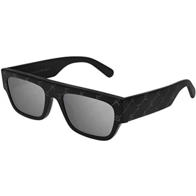 Image of Stella McCartney Woman SC0210S 001 Outlet sunglasses Acetate Black Silver Squat Normal Mirror