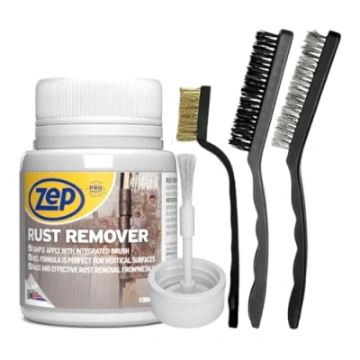 Image of Zep Rust Remover &amp; 3 Pack Wire Brushes Convenient Brush Cap for Easy Application, Loose Removal