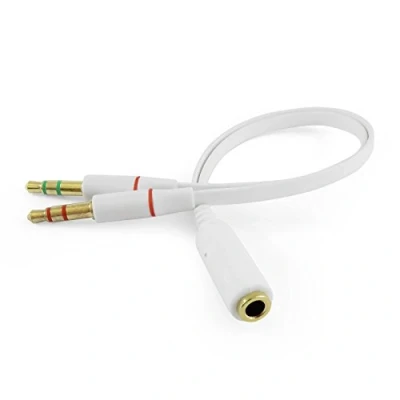 Image of iXium 3.5mm Female to 2 Male Headphone Headset Microphone Y Splitter Audio Adapter Cable for PC Computer and Laptop White