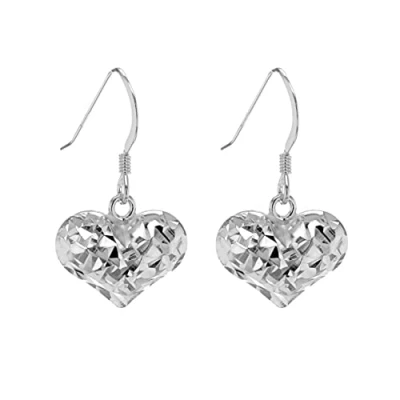 Image of Tuscany Silver Women&#039;s Sterling Faceted Heart Drop Earrings