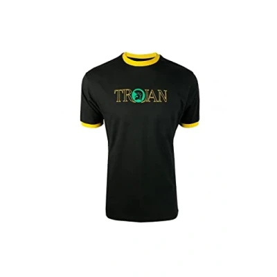 Image of TROJAN Mens Outline Log Logo T Shirt Black Size 3XL