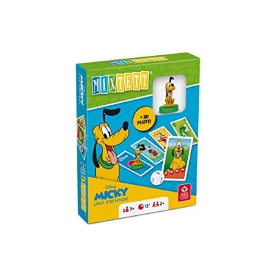 Image of ASS Altenburger 22522244 Micky Maus Disney Mickey &amp; Friends Mixtett Card Game with Pluto Figure, Yellow