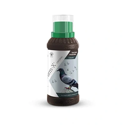 Image of Verm X Original All Natural Liquid for Racing Pigeons. Approved Use on Organic Farms. Supports Intestinal Hygiene. Vet Approved. Maintains Gut Vitality. Wormwood Free Recipe.