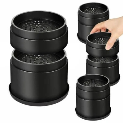 Image of MixDora Bed Risers 2, 3 Inch Round Stackable Furniture Anti Slip Chair Raisers for Sofas Couches Table Set of 4 Pack Black（2+1 Inch）